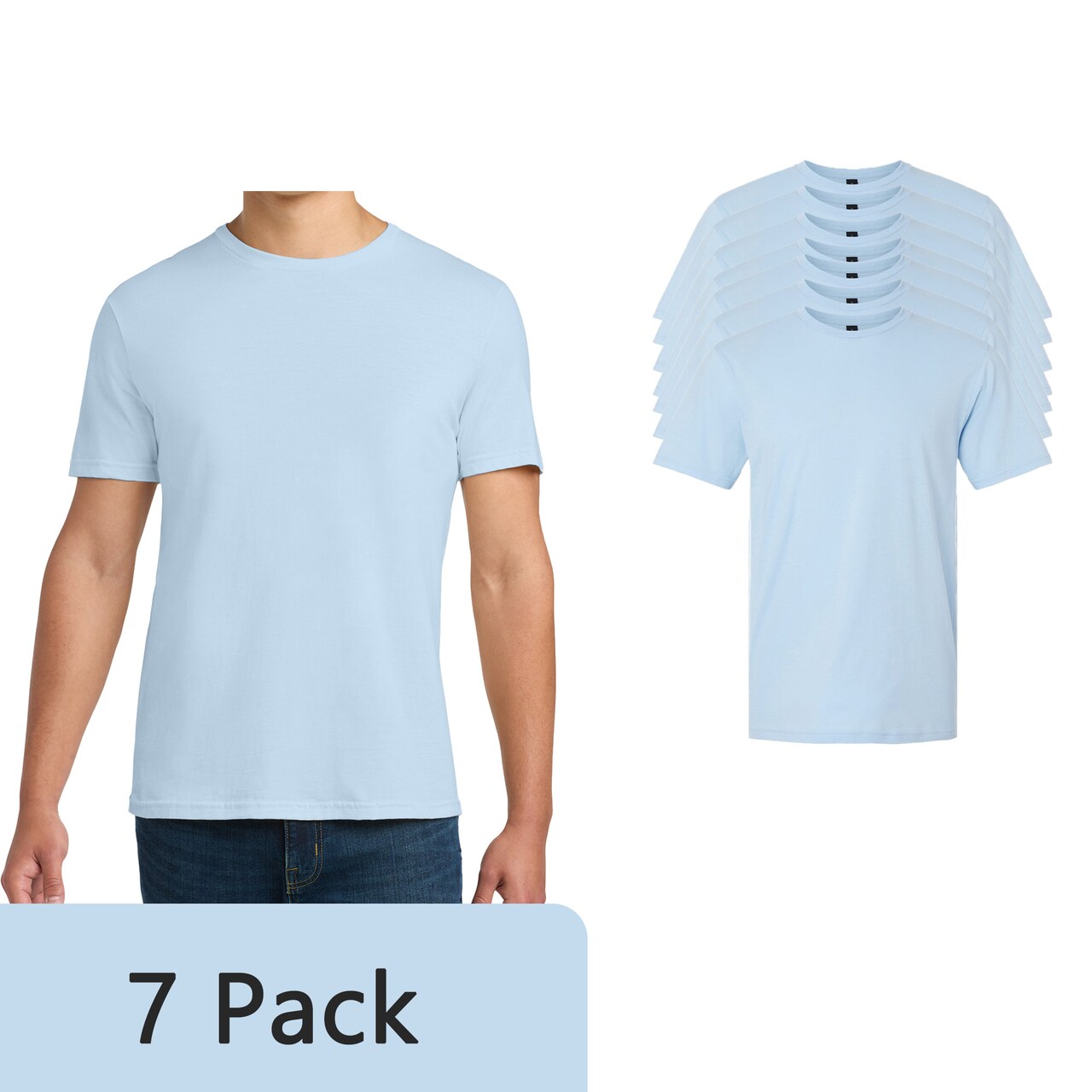 Gildan Unisex Softstyle Cotton Solid Color T-Shirt, Crewneck Everyday Basic Light Blue Tee
